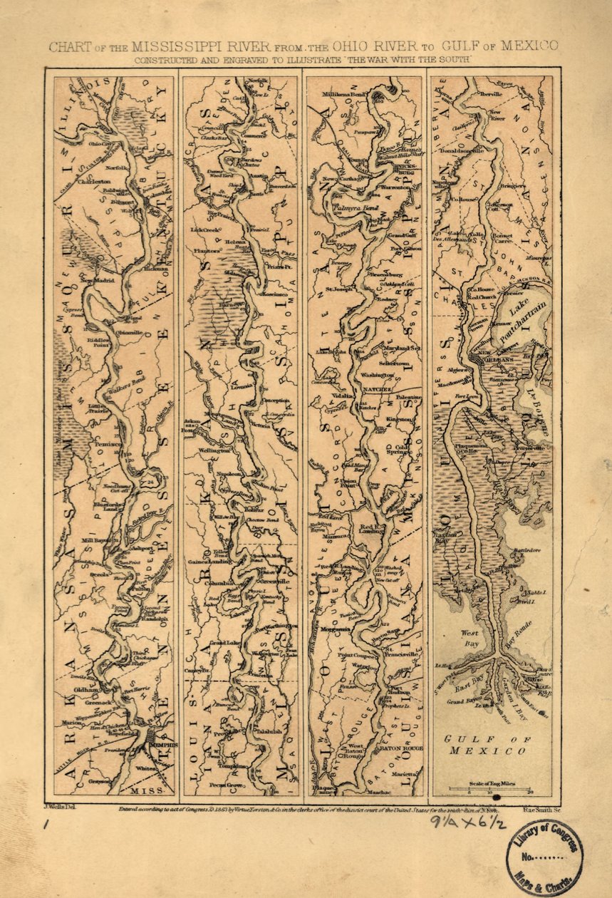 Carte du fleuve Mississippi, de la rivière Ohio au golfe du Mexique LOC 99447139 - Jacob Wells