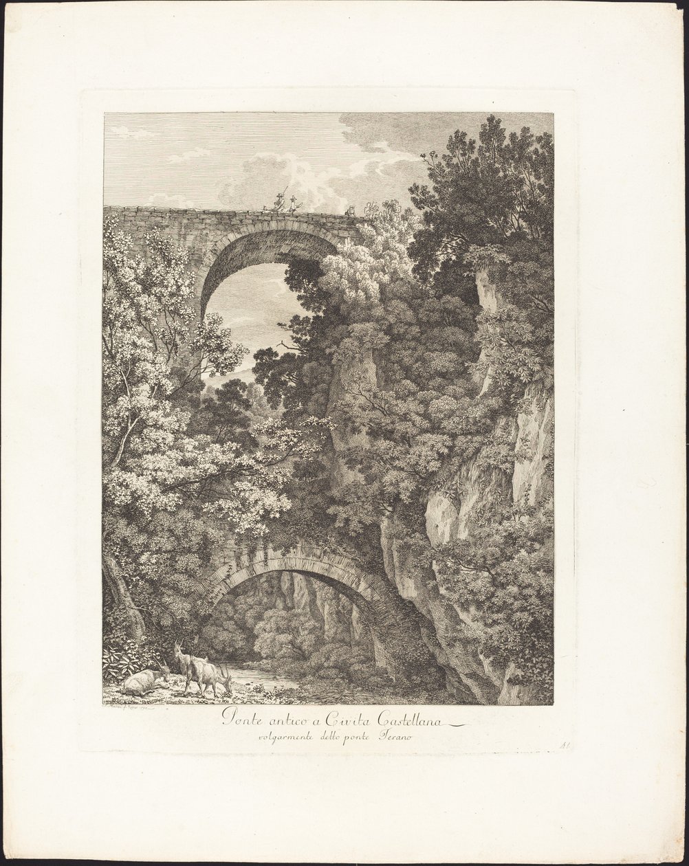 Pont antique à Civita Castellana, vulgairement appelé pont Terano - Jacob Wilhelm Mechau
