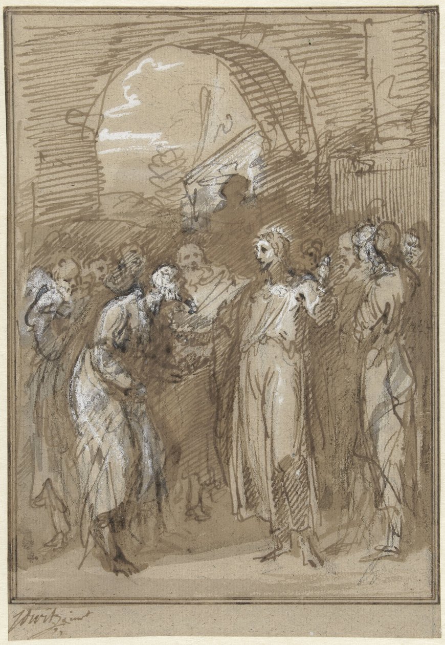 Christ au milieu des pharisiens devant une porte - Jacob de Wit