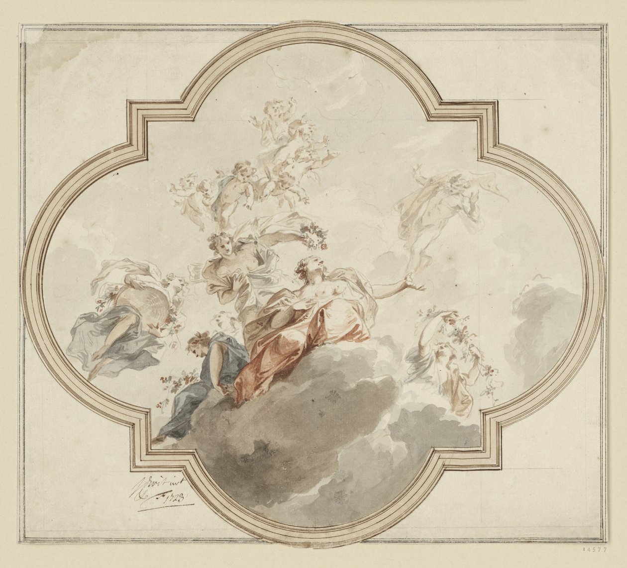 Esquisse de couverture. Zéphyr et Flora - Jacob de Wit