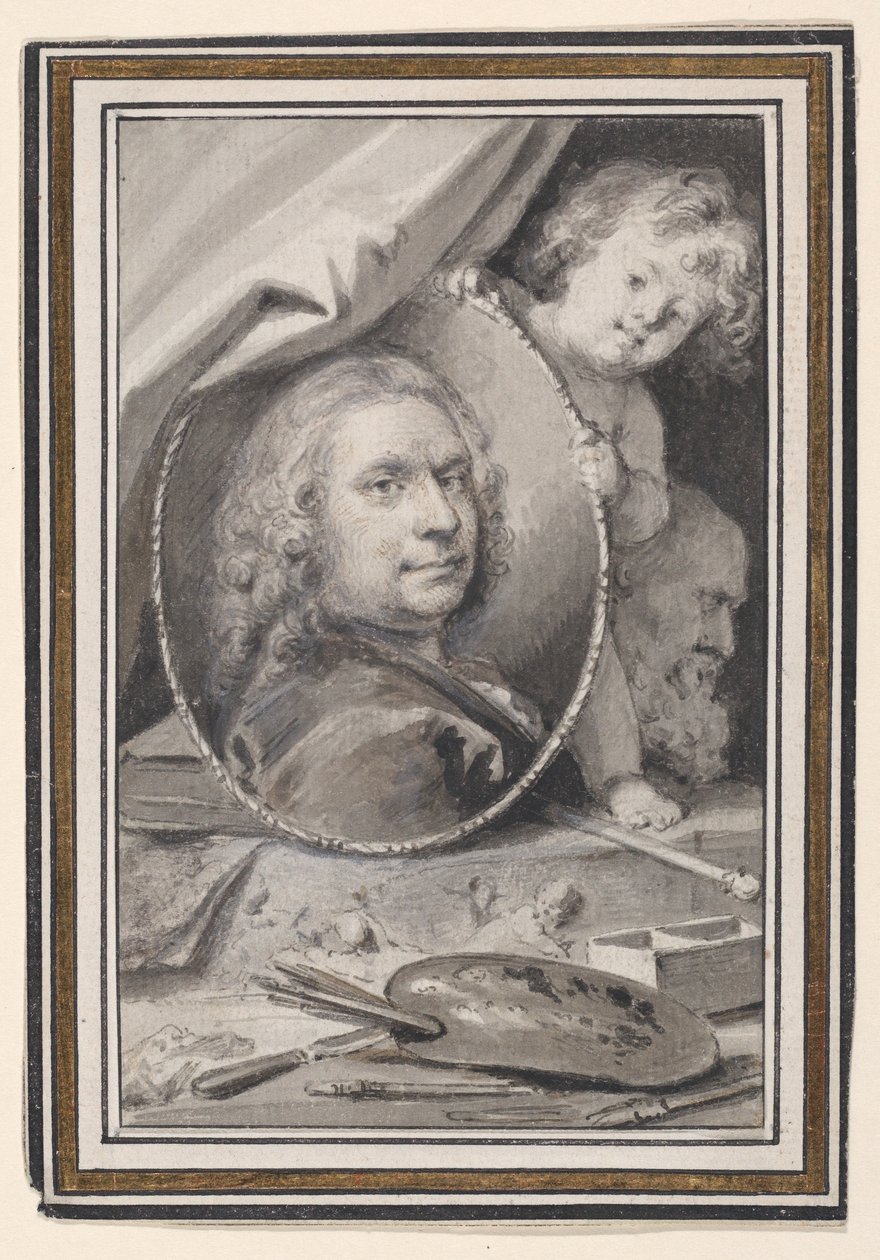 Autoportrait dans un encadrement décoratif allégorique - Jacob de Wit