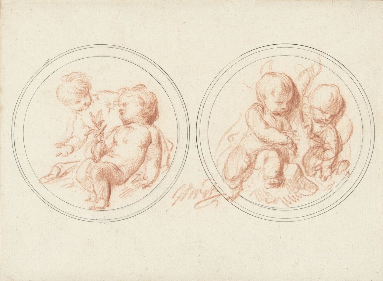 Deux médaillons avec des enfants - Jacob de Wit