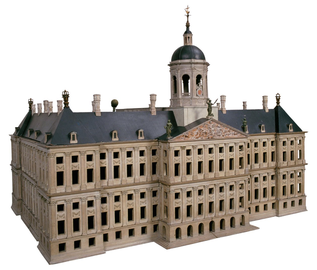 Modération. Image représentant la maquette du nouvel hôtel de ville sur la place du Dam. - Jacob van Campen