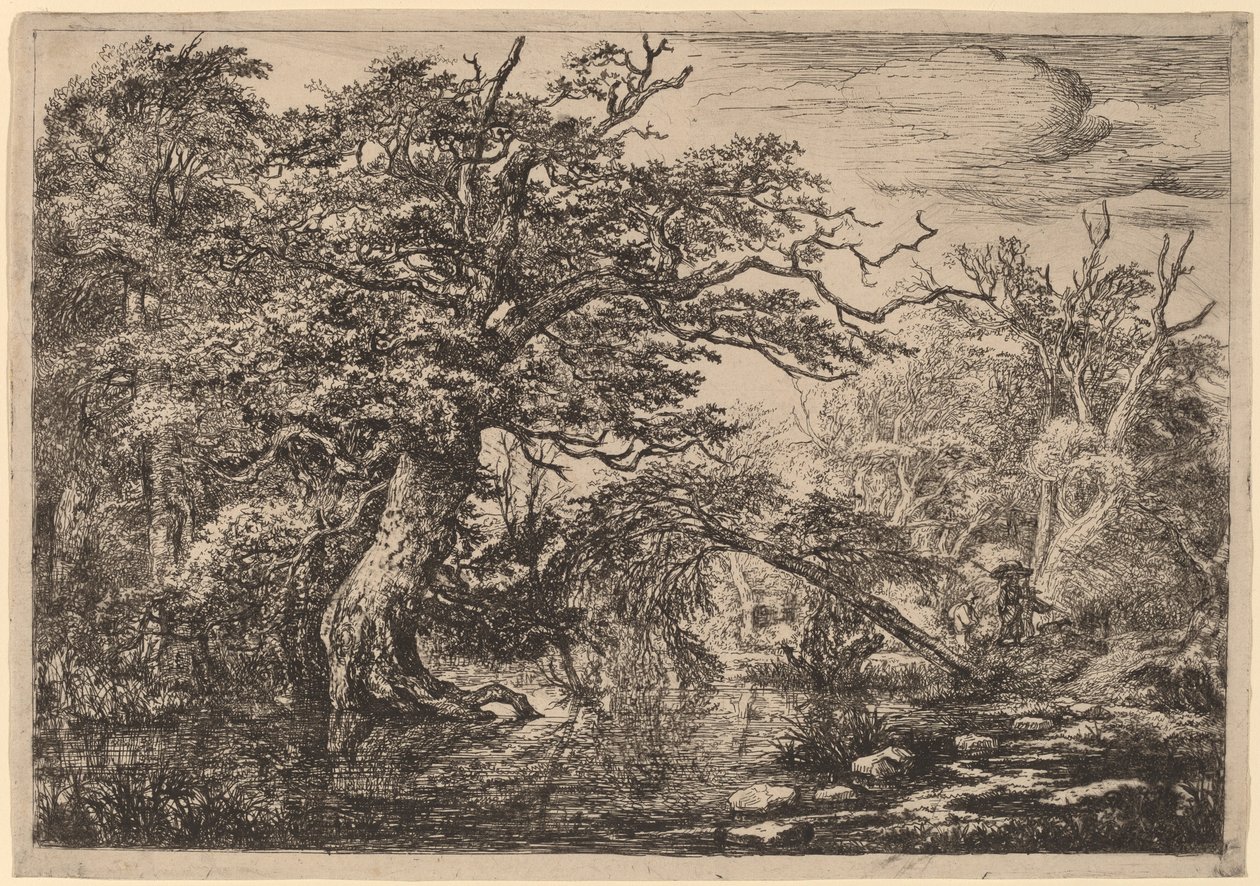 Un marais forestier avec des voyageurs sur une rive (Les Voyageurs) - Jacob van Ruisdael