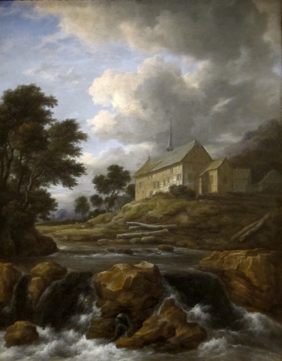 Paysage avec une église au bord d