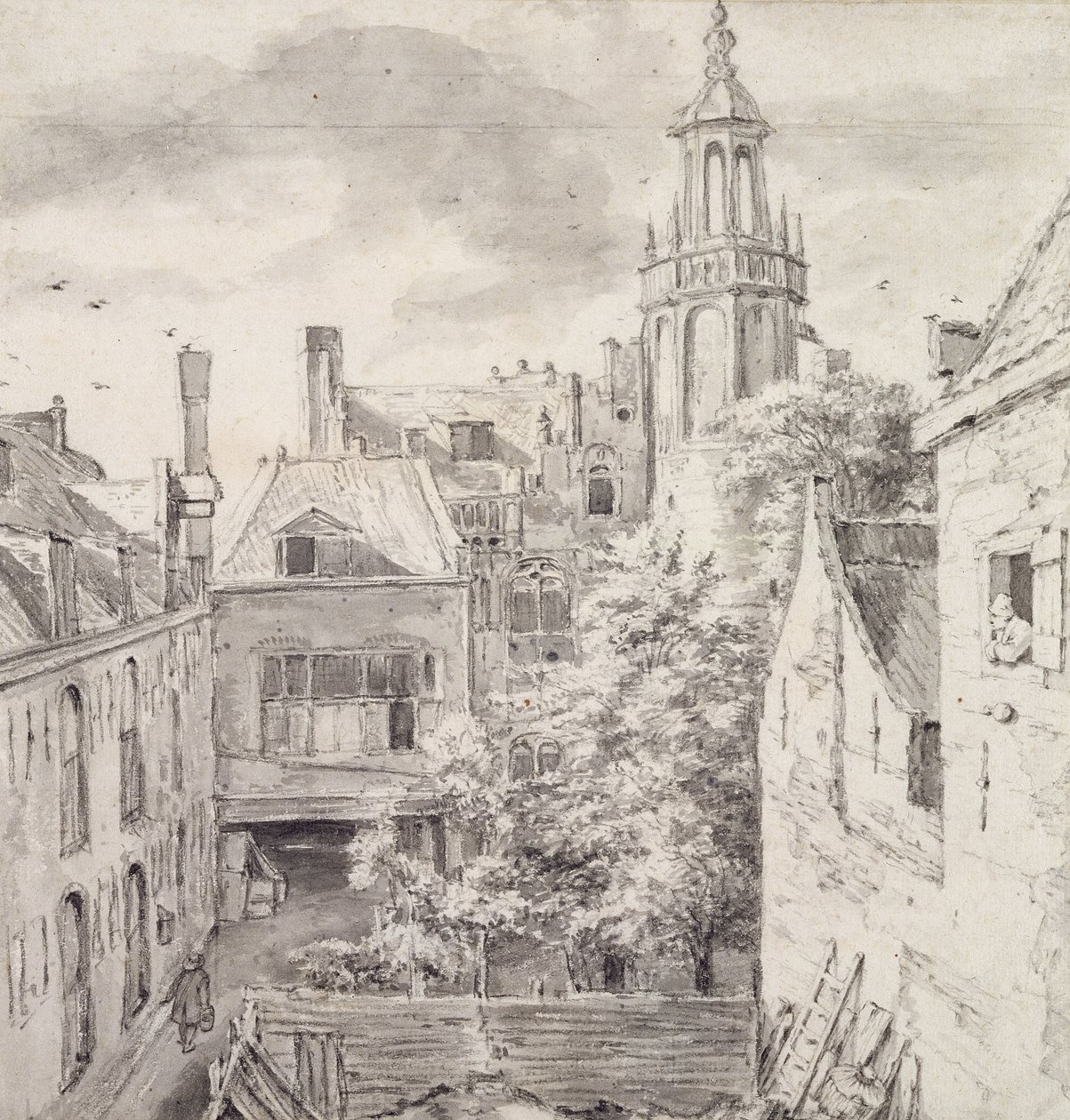 Vue de la cour de la maison des archers de la guilde de Saint-Sébastien sur le Singel à Amsterdam - Jacob van Ruisdael