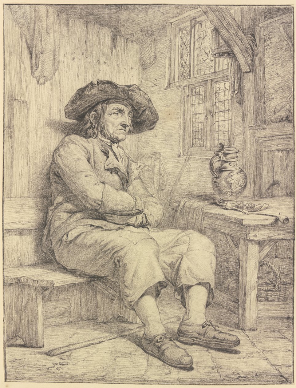Homme assis à une table avec une cruche et une pipe - Jacob van Strij