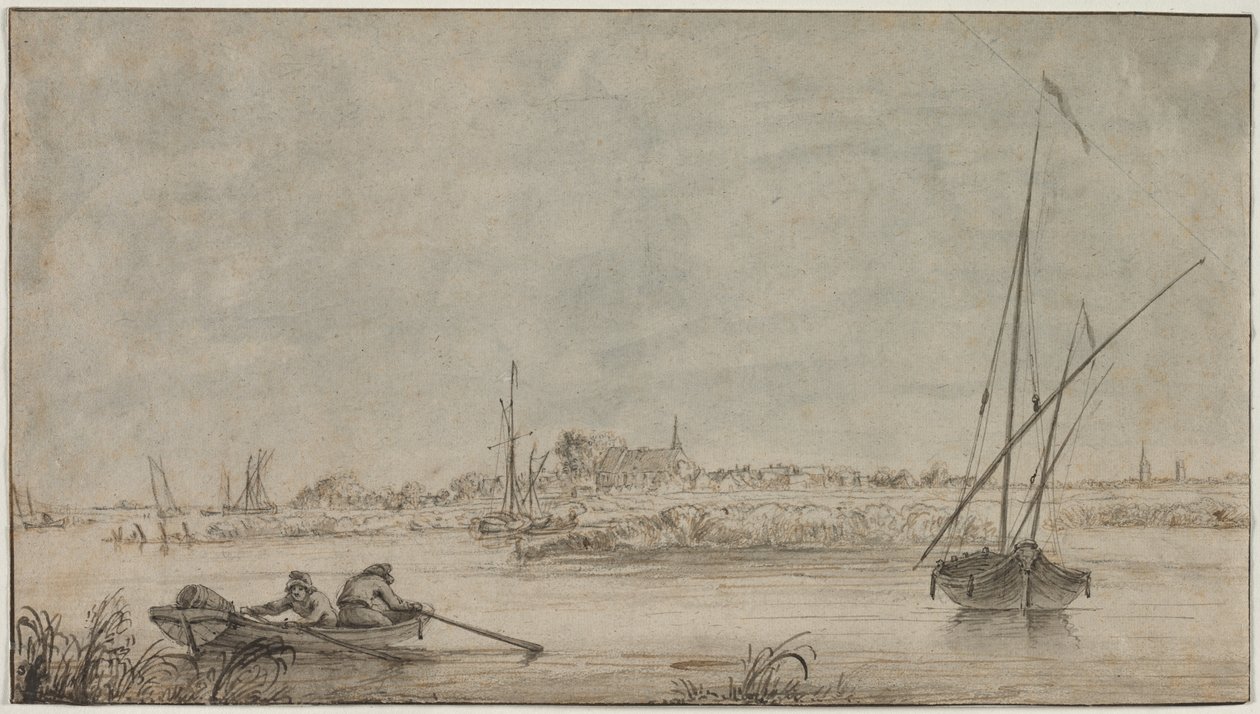 Vue de Dordrecht depuis la rivière - Jacob van Strij