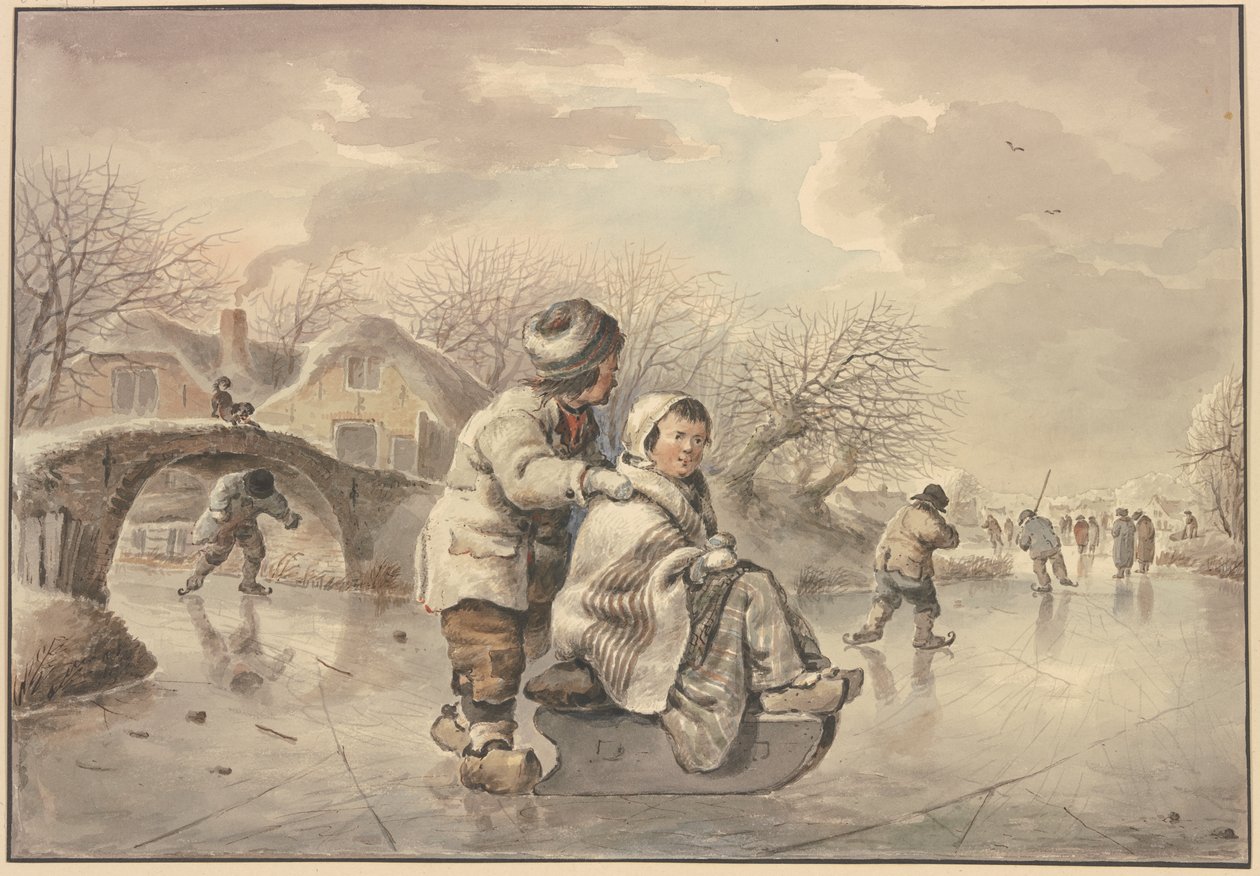 Paysage hivernal avec des patineurs - Jacob van Strij