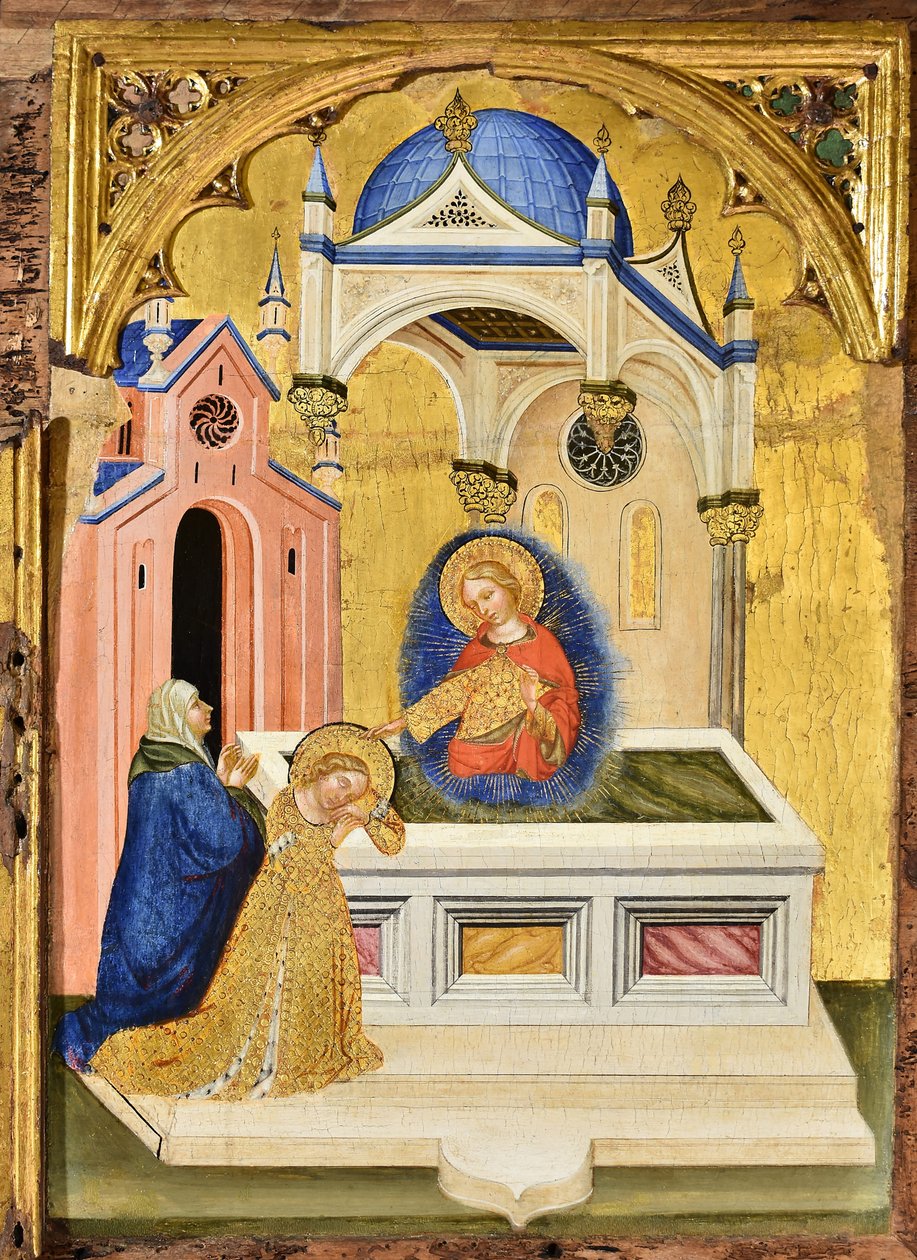 Lucie priant sur la tombe de Sainte Agathe, vers 1410 - Jacobello del Fiore.