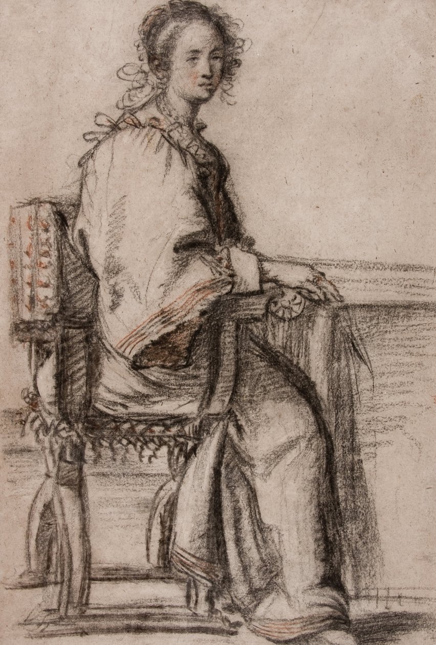Dame assise à une table - Jacopo Confortini