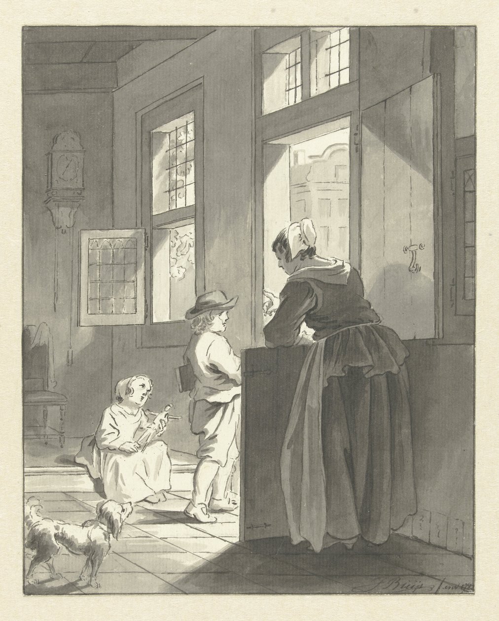 Une mère admoneste son enfant allant à l
