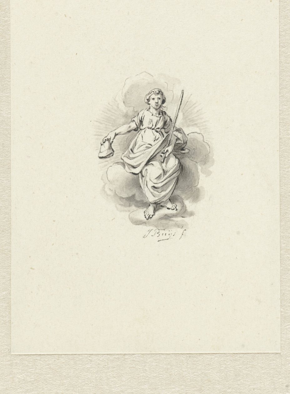 Figure féminine allégorique assise sur les nuages - Jacobus Buys