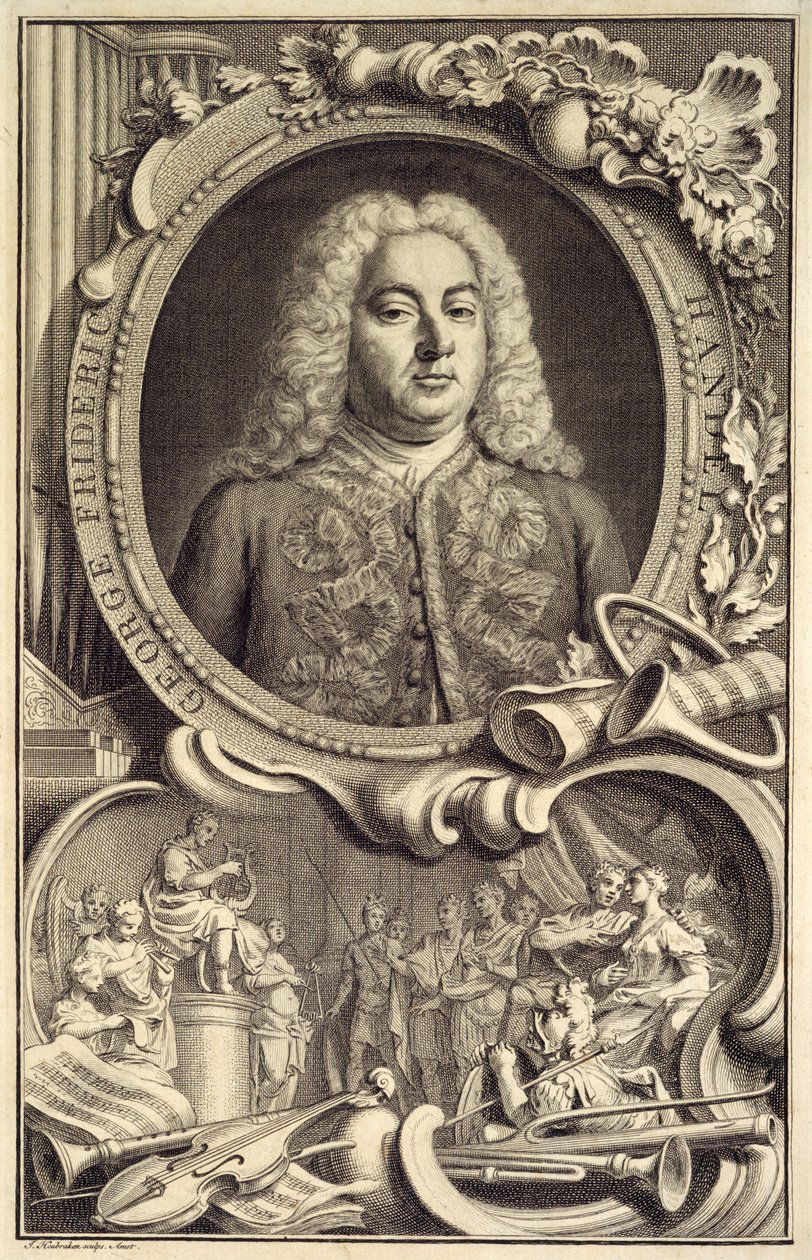 Portrait de G.F. Handel, inscrit avec le titre, 