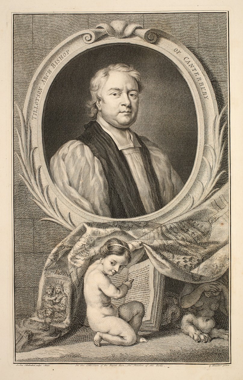 Portrait de Tillotson, archevêque de Canterbury, illustration de 