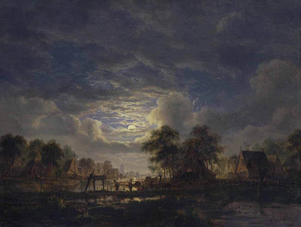 Village sur un canal, 1840 - Jacobus Theodorus Abels