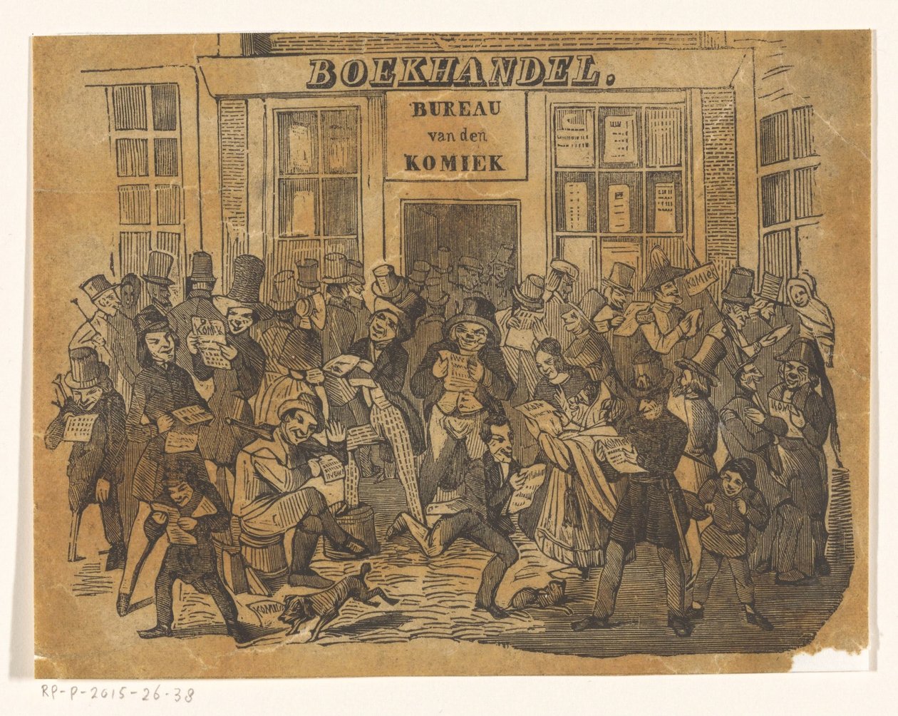 Foule devant une librairie pour obtenir Le Comique - Jacobus Wilhelmus Adrianus Hilverdink (possibly)