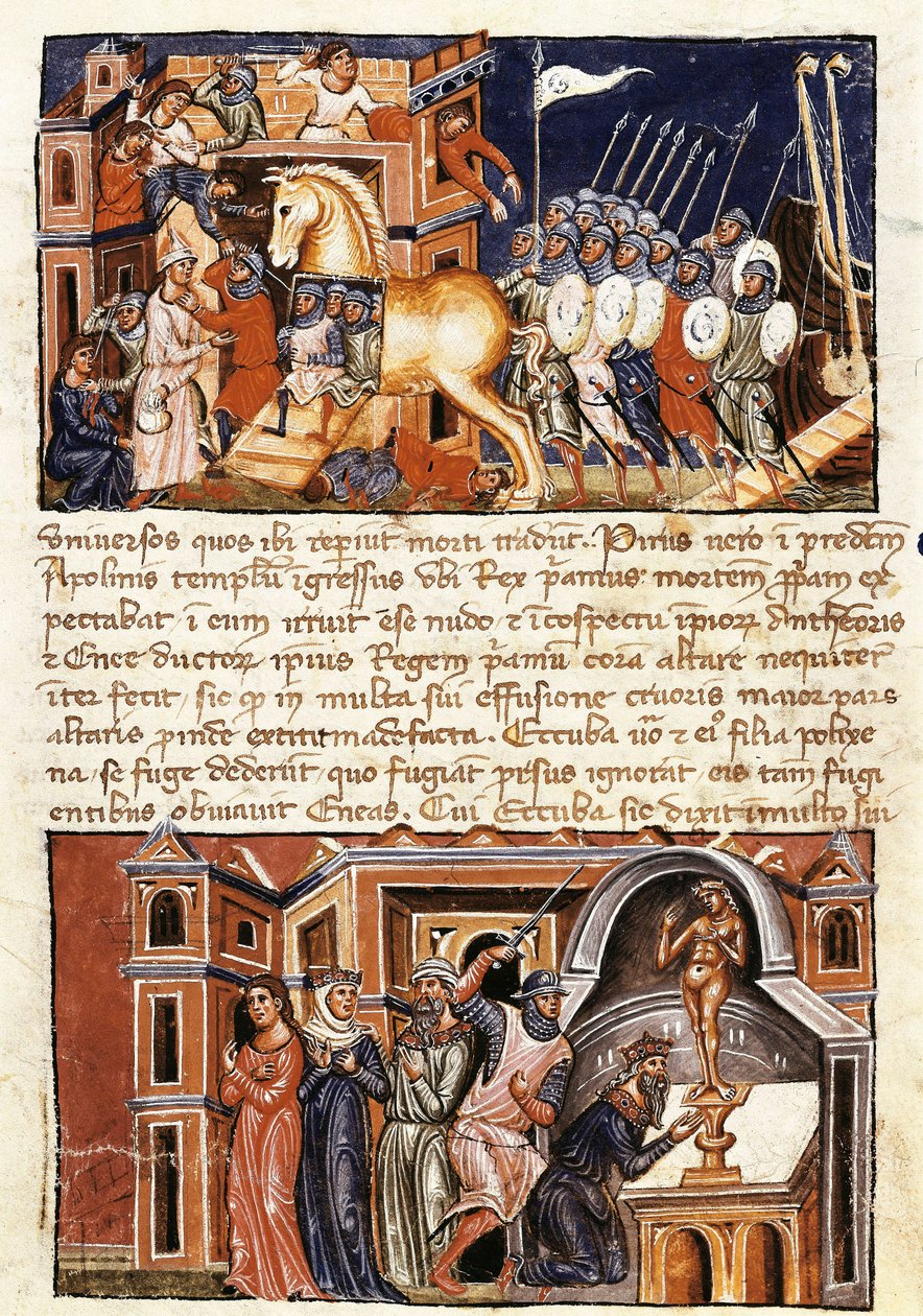 Siège et assaut de la ville de Troie, miniature de "Historia destructionis Troiae" de Guido delle Colonne (c. 1210- c. 1287) - Jacome Cromberger
