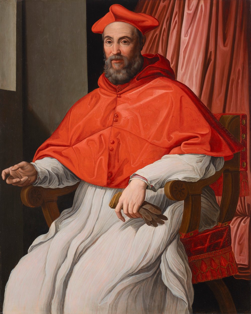 Portrait de Niccolo Gaddi (1537-1591), en habits de cardinal, tenant ...