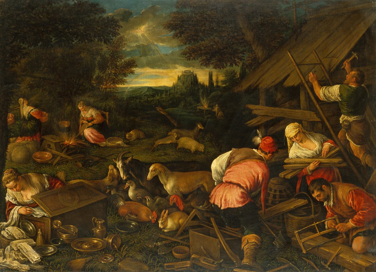 Dieu parle à Noé après le déluge - Jacopo and Bassano Francesco (F. da Ponte) Bassano