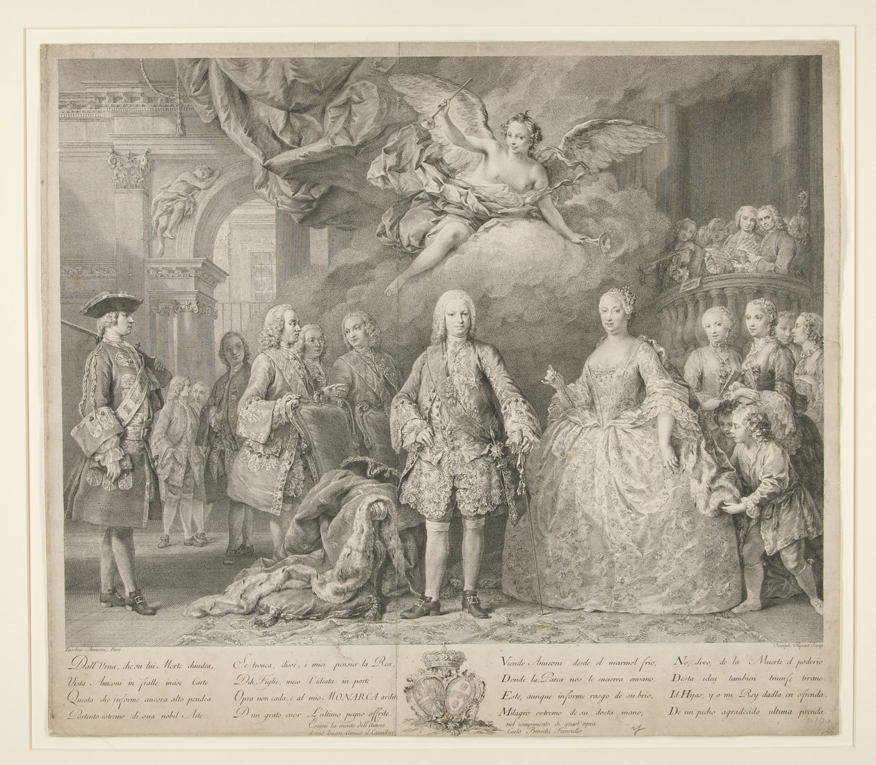 Ferdinand VI et sa reine Maria Barbara de Braganza avec Scarlatti et le célèbre castrat italien Farinelli - Jacopo (after) Amigoni