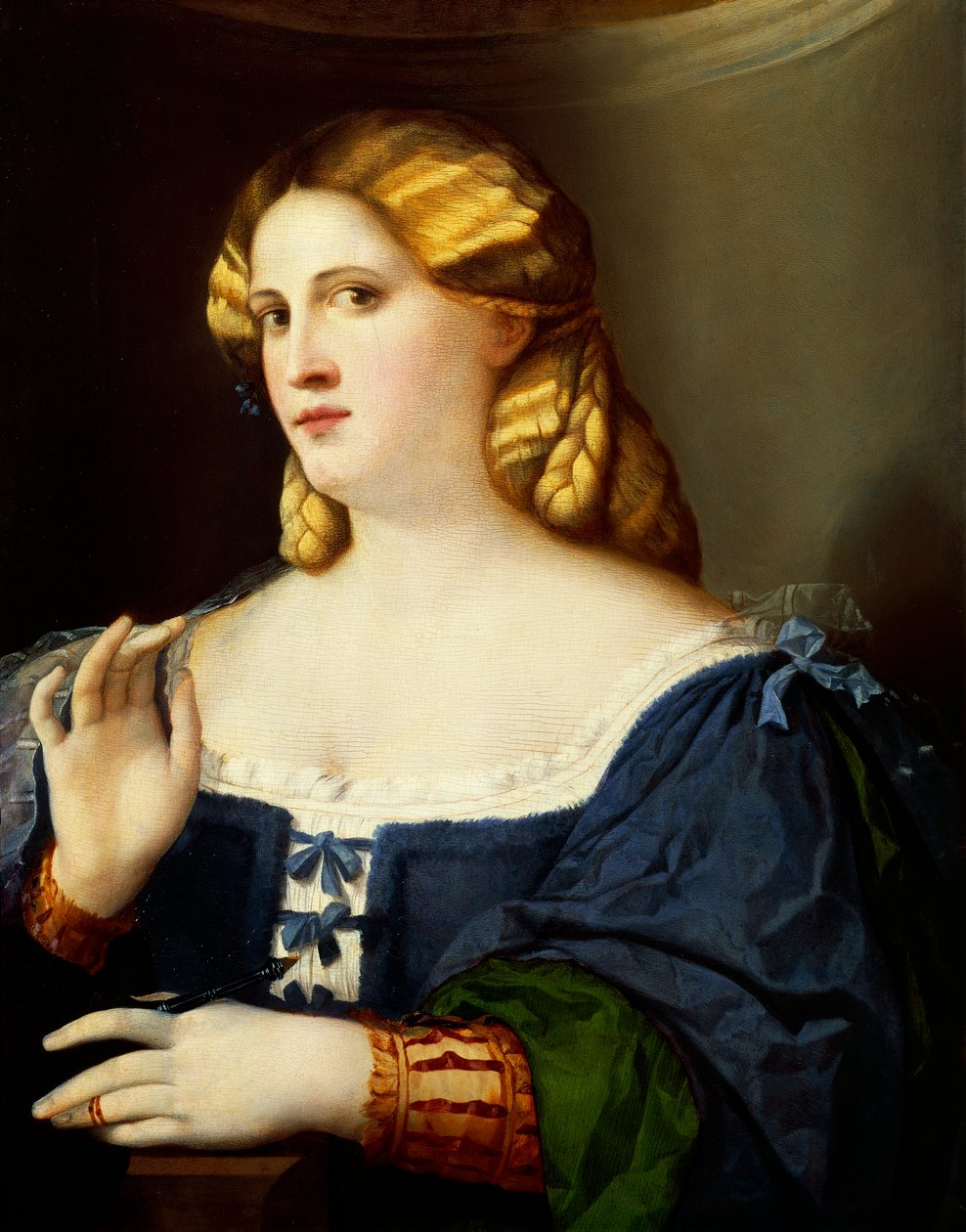 Femme avec éventail - Jacopo (c.1480 1528) Palma