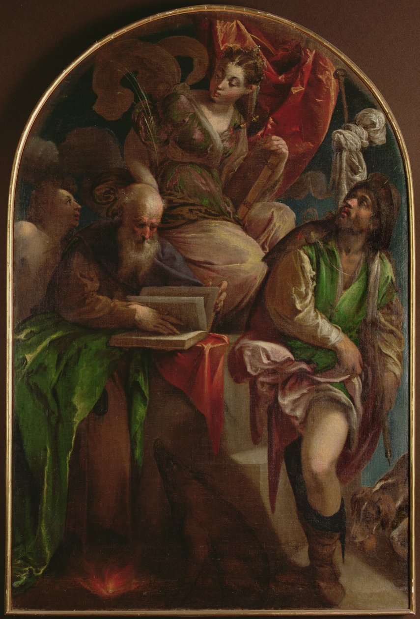 Sainte Justine de Padoue en trône avec Saint Sébastien, Saint Antoine Abbé et Saint Roch, vers 1557-60 - Jacopo Bassano