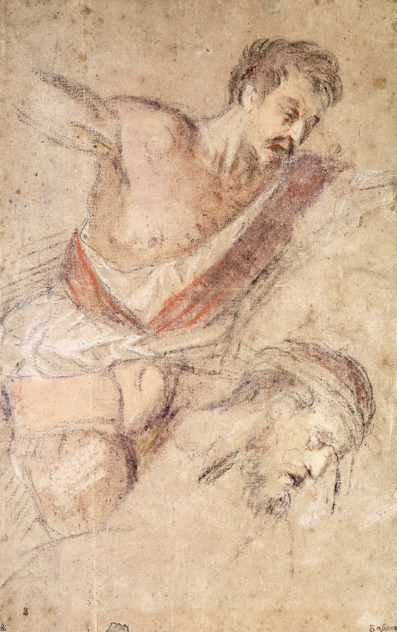 Études pour une flagellation : Un homme fouettant et la tête du Christ - Jacopo Bassano
