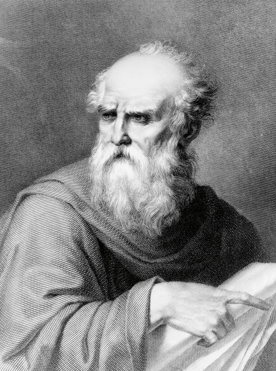 Portrait de Marcus Vitruvius Pollio dit Vitruve, architecte et écrivain romain, gravure de Jacopo Bernardi d