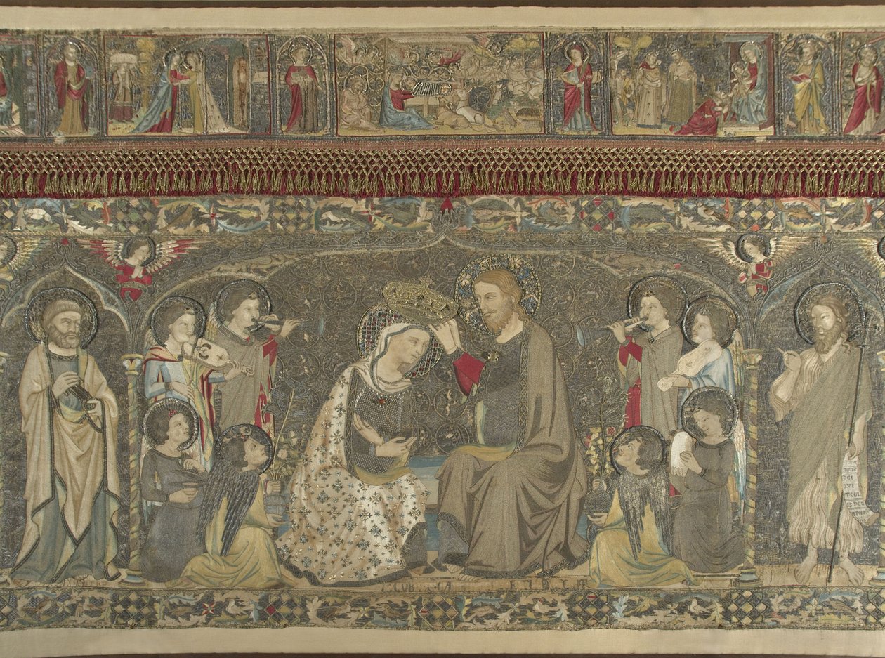 Le Couronnement de la Vierge entre huit anges et quatorze saints Broderie ecclésiastique - Jacopo Cambi