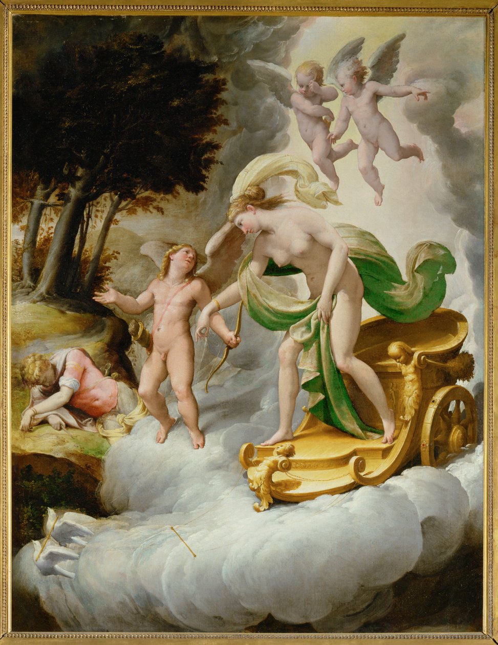 Vénus guidée par Amor vers le défunt Adonis ... - Jacopo Ianguidi (1544 c.1573) Bertoia