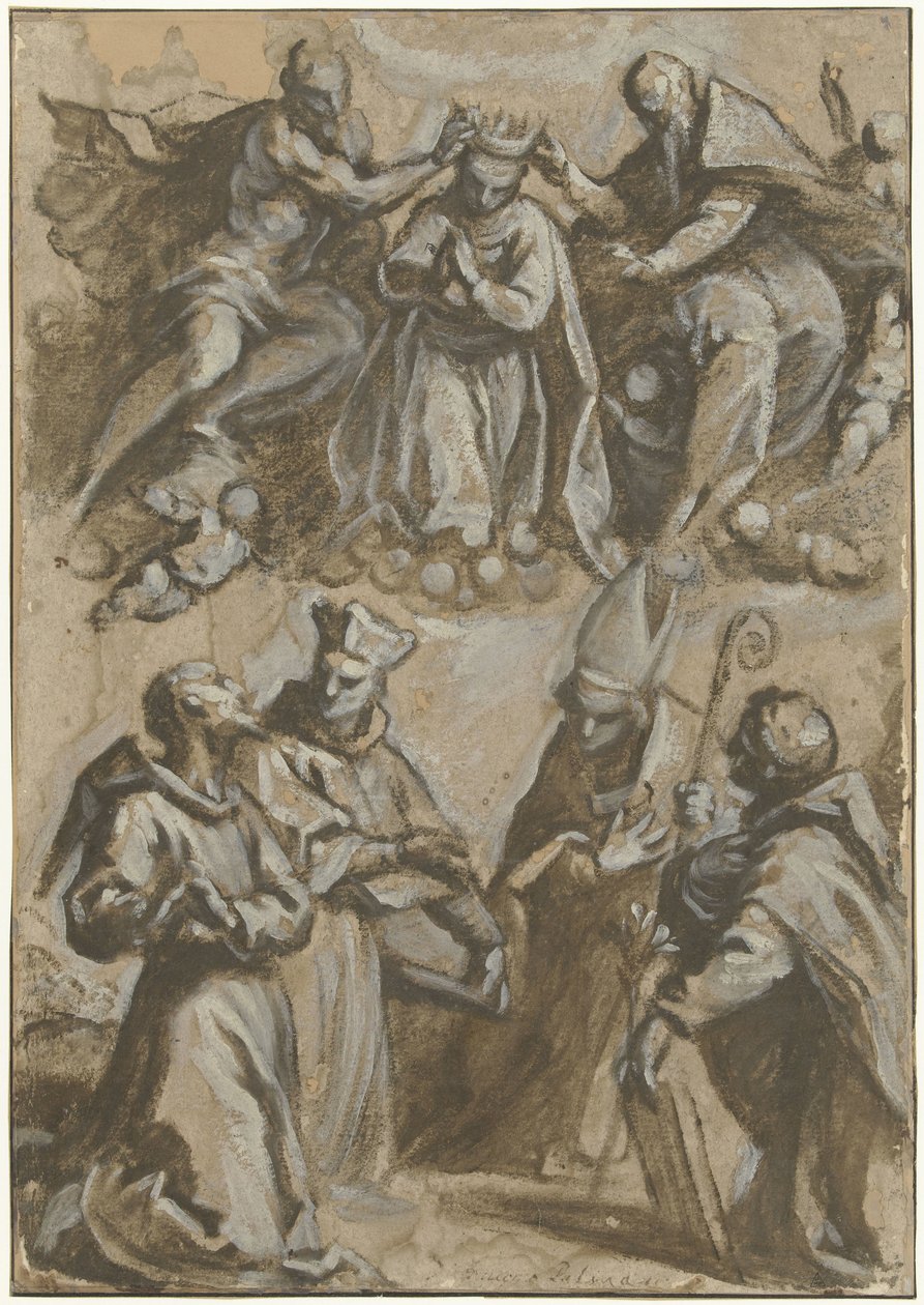 Quatre saints en adoration et le couronnement de la Vierge Marie - Jacopo Palma (il Giovane)