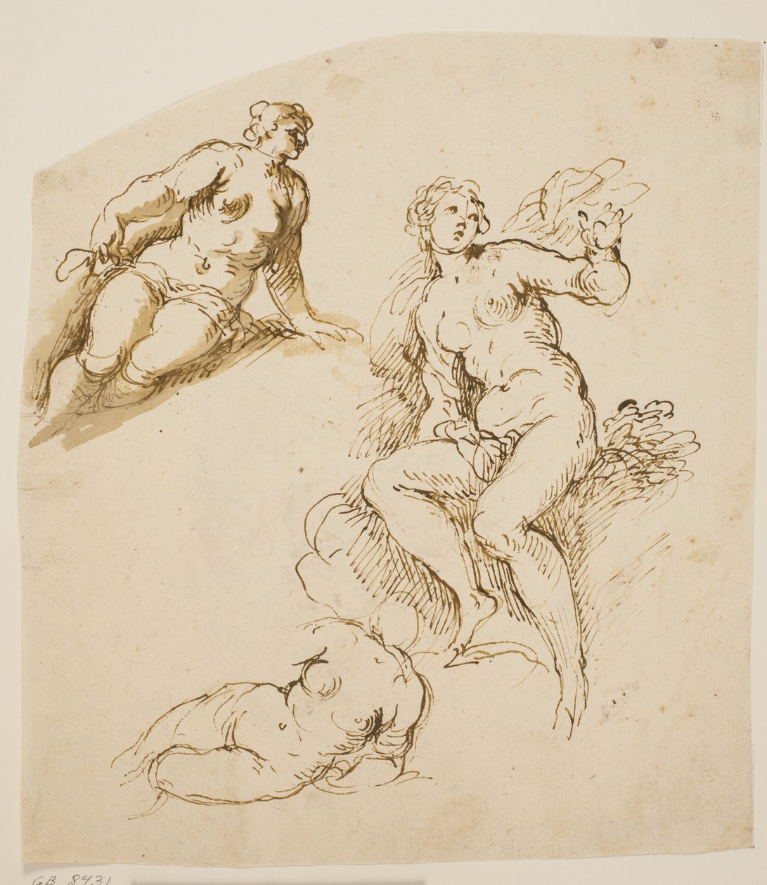 Études pour une femme assise et deux femmes prosternées - Jacopo Palma