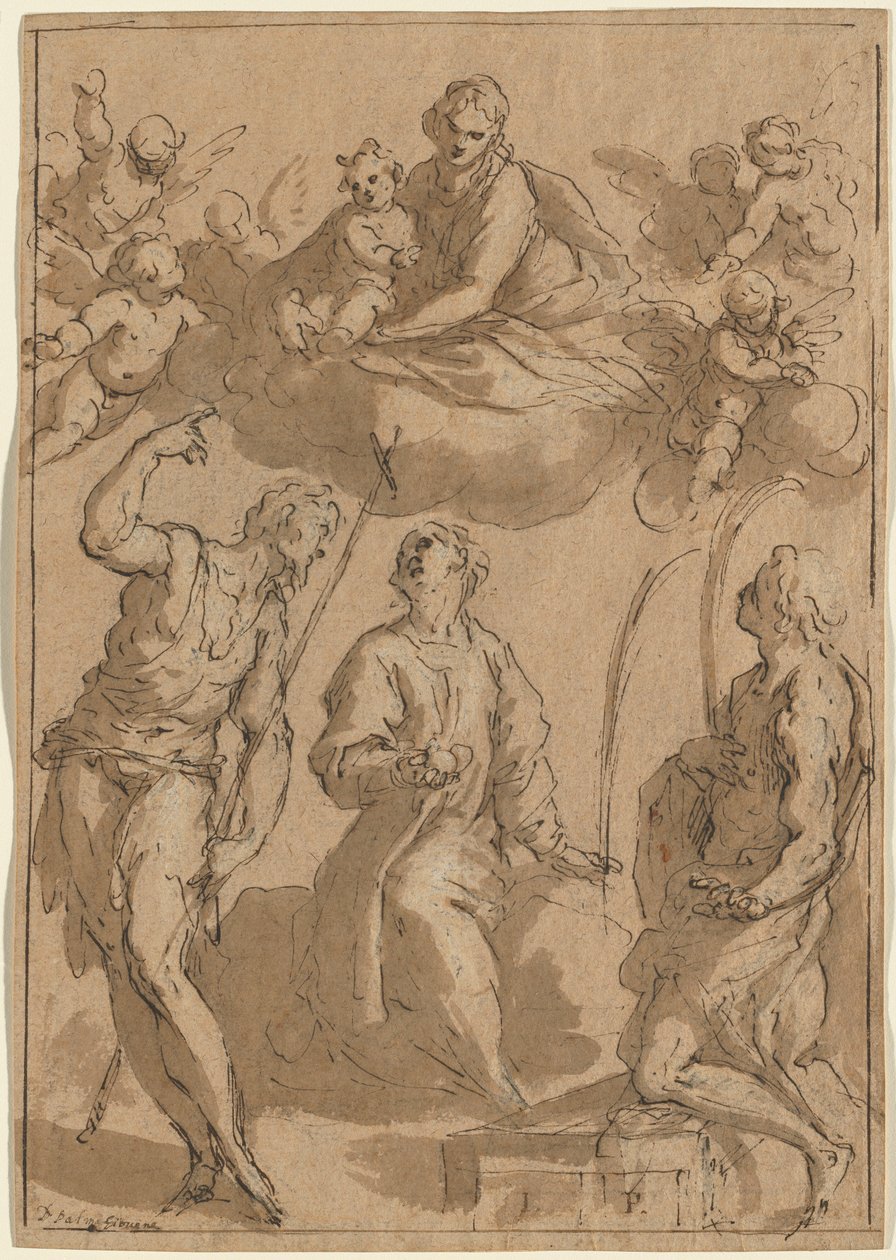 Madone et enfant en gloire avec les saints Jean-Baptiste, Étienne et Laurent - Jacopo Palma il Giovane