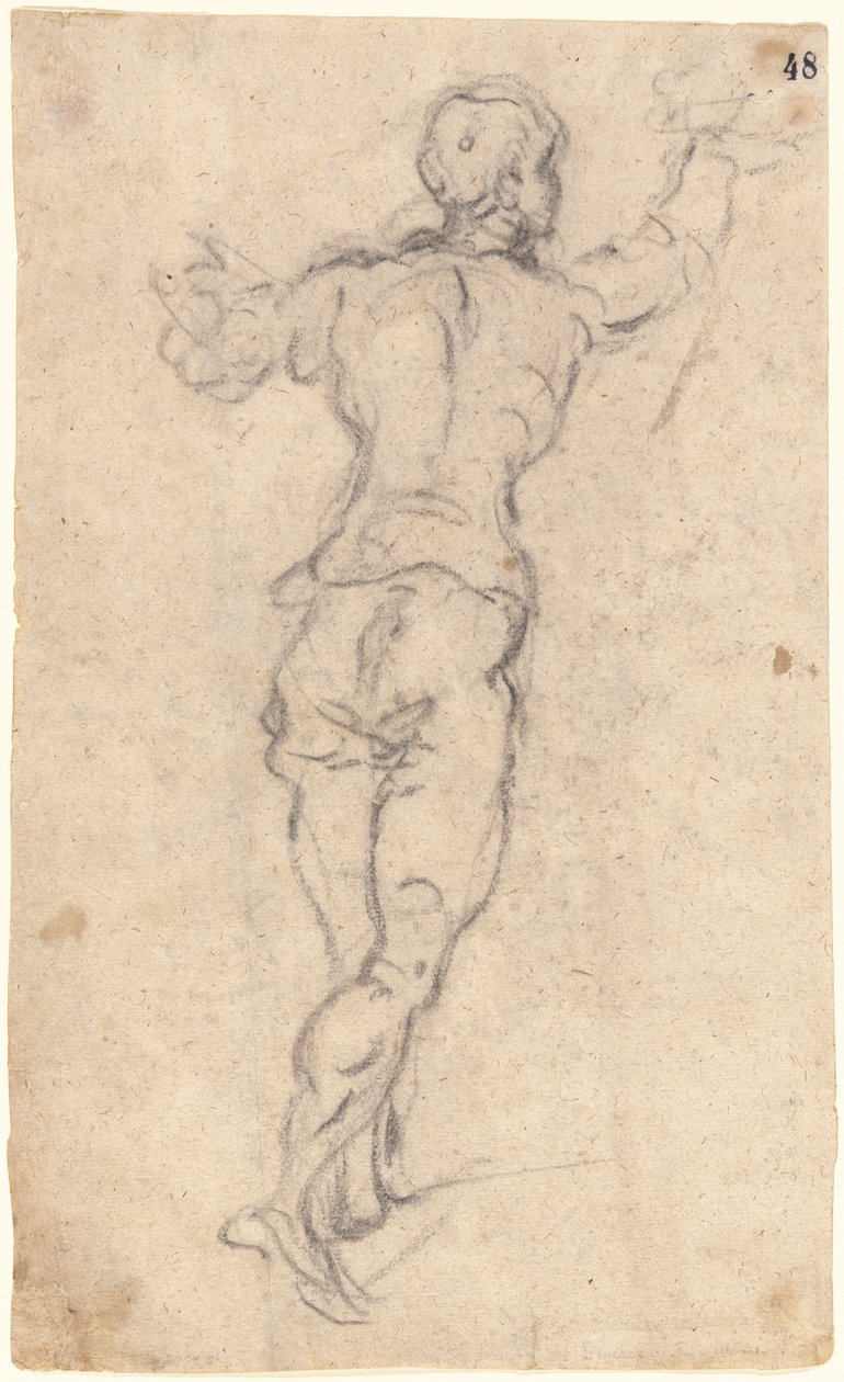 Un jeune homme marchant avec les bras levés, vu de dos - Jacopo Robusti Tintoretto