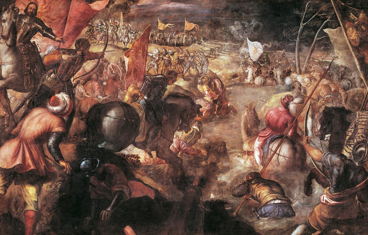 Francesco II Gonzaga combattant à la bataille de Taro contre Charles VIII de France en 1495 - Jacopo Robusti Tintoretto