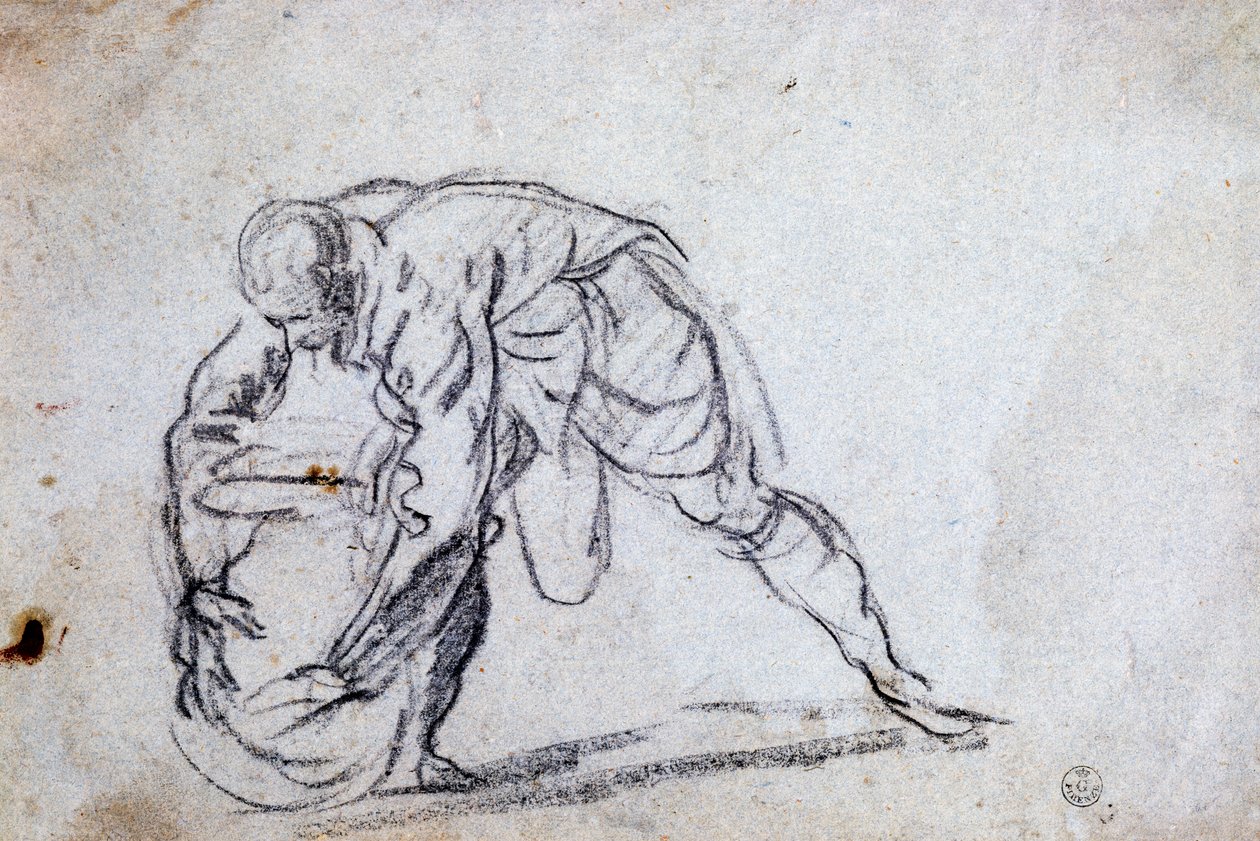 Étude pour une figure masculine courbée - Jacopo Robusti Tintoretto