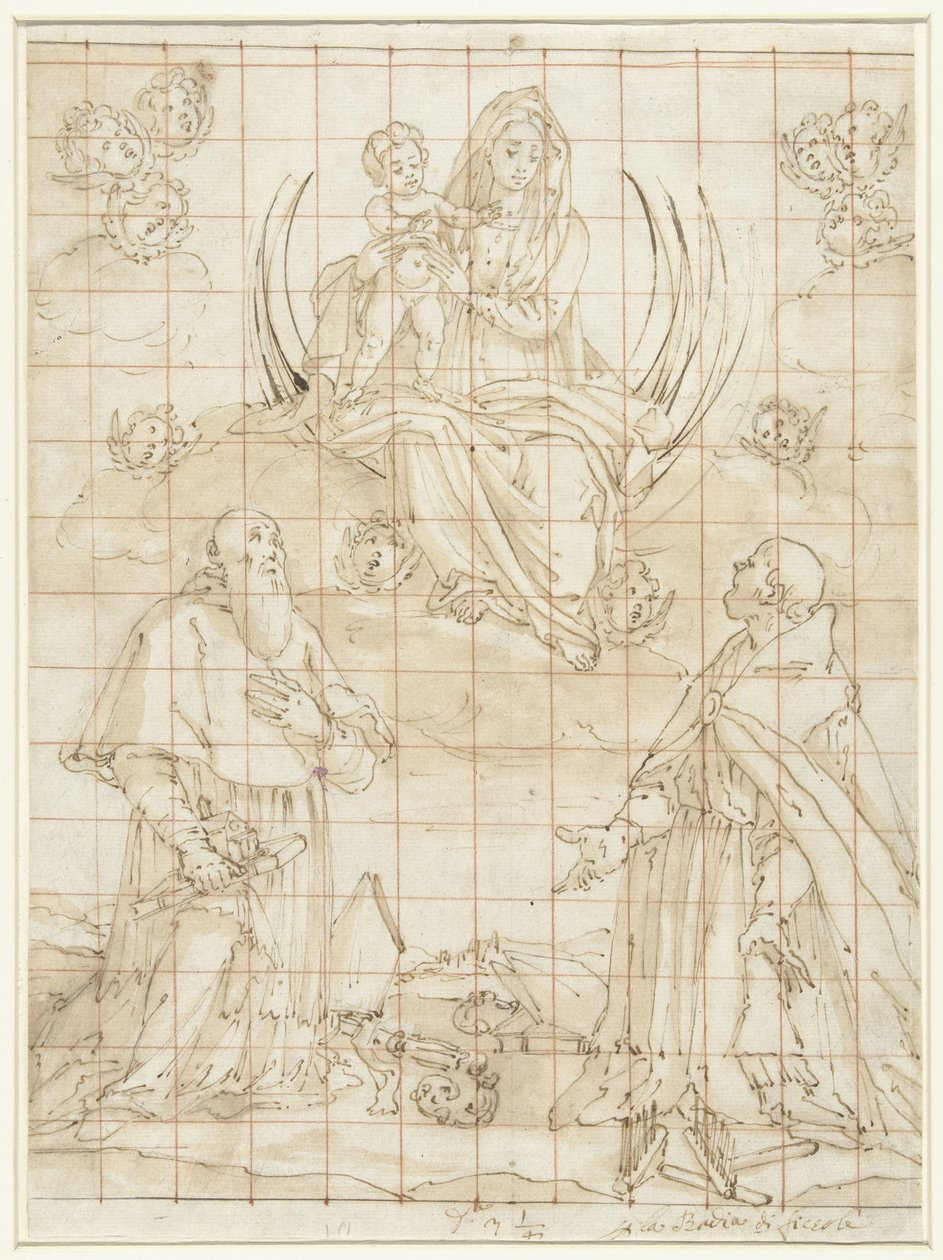 Madonna vénérée par deux saints - Jacopo da Empoli (circle of)