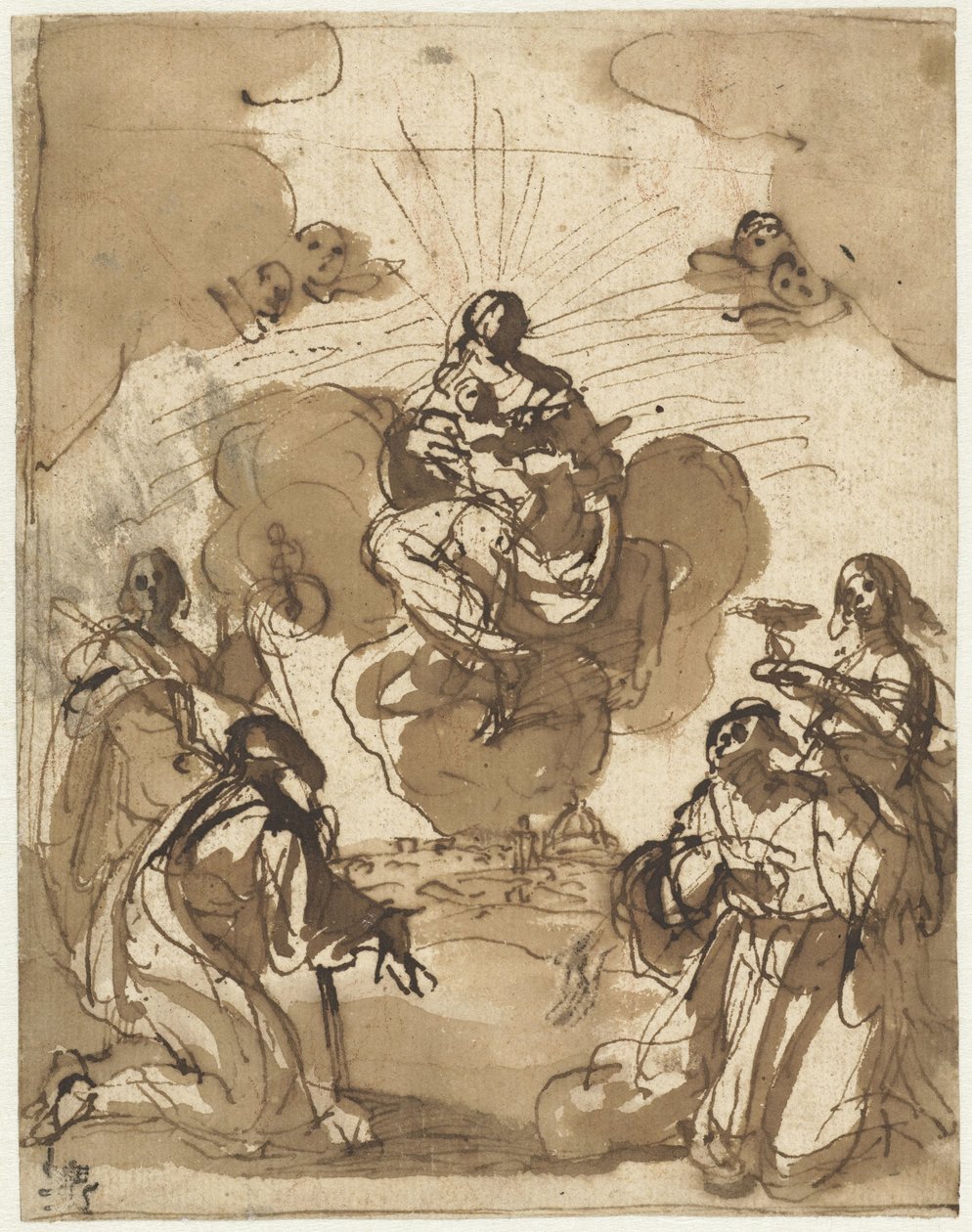 Quatre saints adorant Marie - Jacopo da Empoli