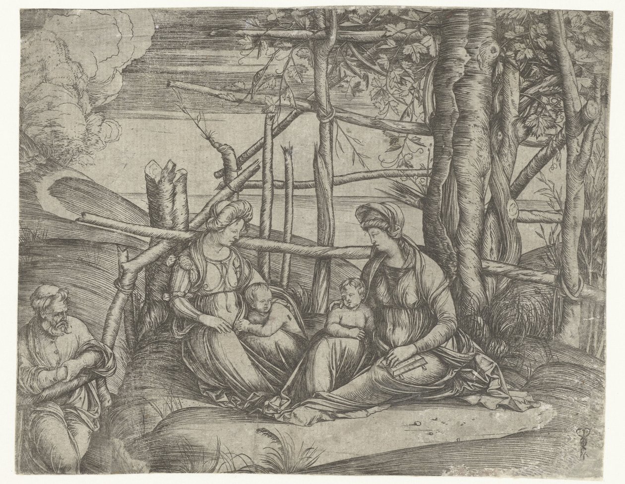 Sainte Famille avec Élisabeth et Jean-Baptiste - Jacopo de