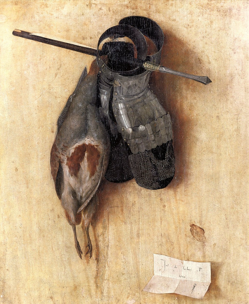 French : Perdrix morte avec des gants de fer et des carreaux d