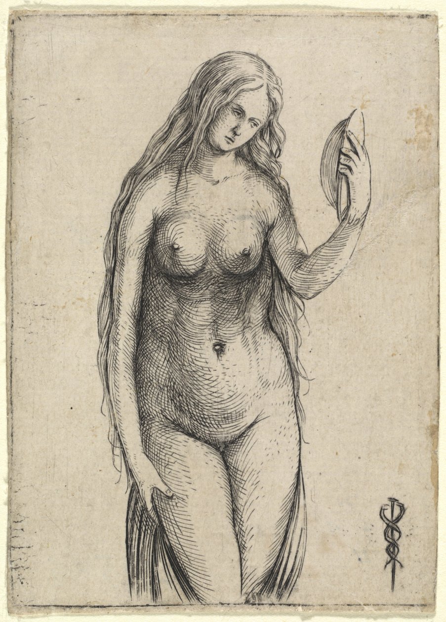 Femme nue tenant un miroir (Allégorie de la Vanité) - Jacopo de