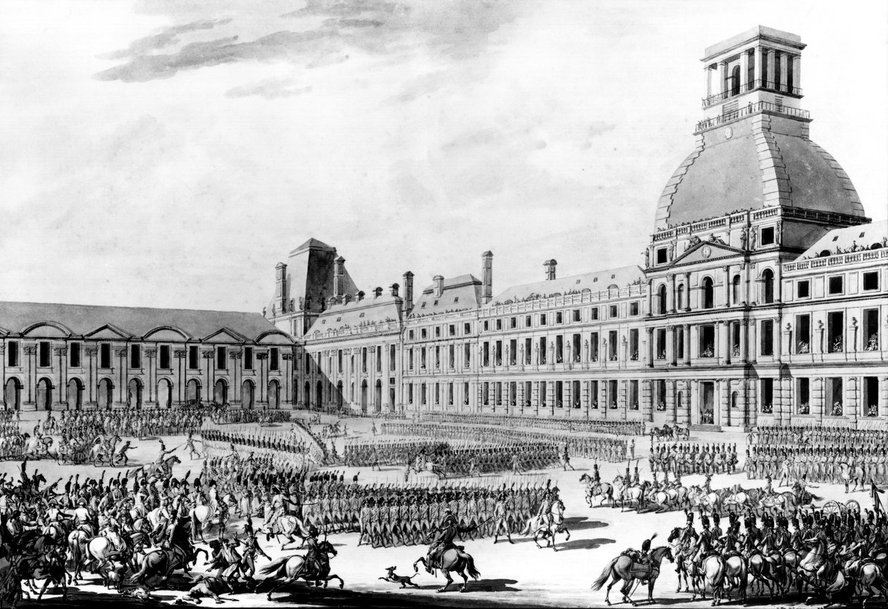 Napoléon Bonaparte Premier Consul, passant en revue ses troupes aux Tuileries - Jacques Francois Joseph Swebach