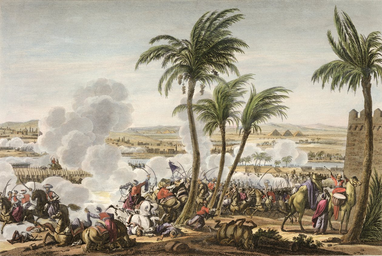La Bataille des Pyramides, 3 Thermidor, An 6 (21 juillet 1798) gravée par Louis François Couché (1782-1849) - Jacques Francois Joseph Swebach