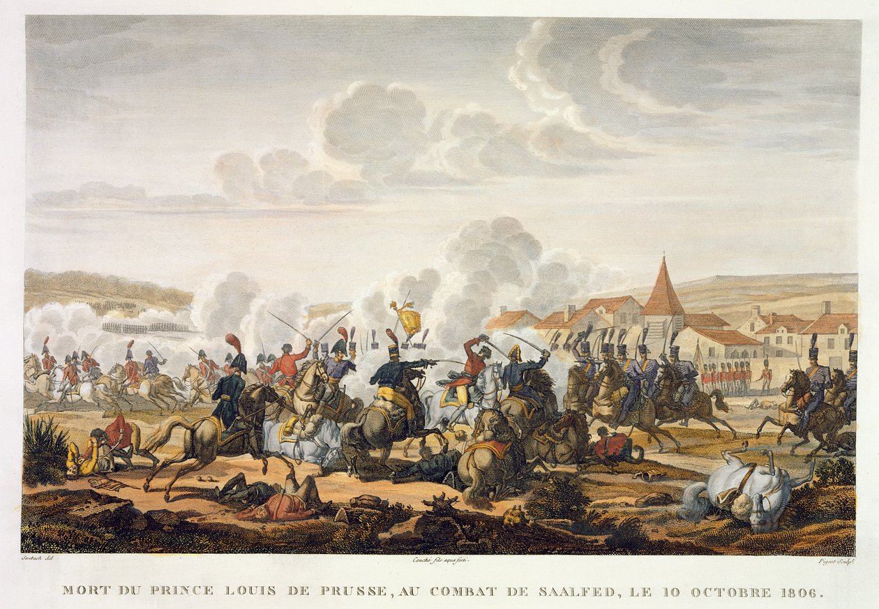 La mort du prince Louis de Prusse à la bataille de Saalfed, 10 octobre 1806, gravé par Louis François Couché (1782-1849) - Jacques Francois Joseph Swebach