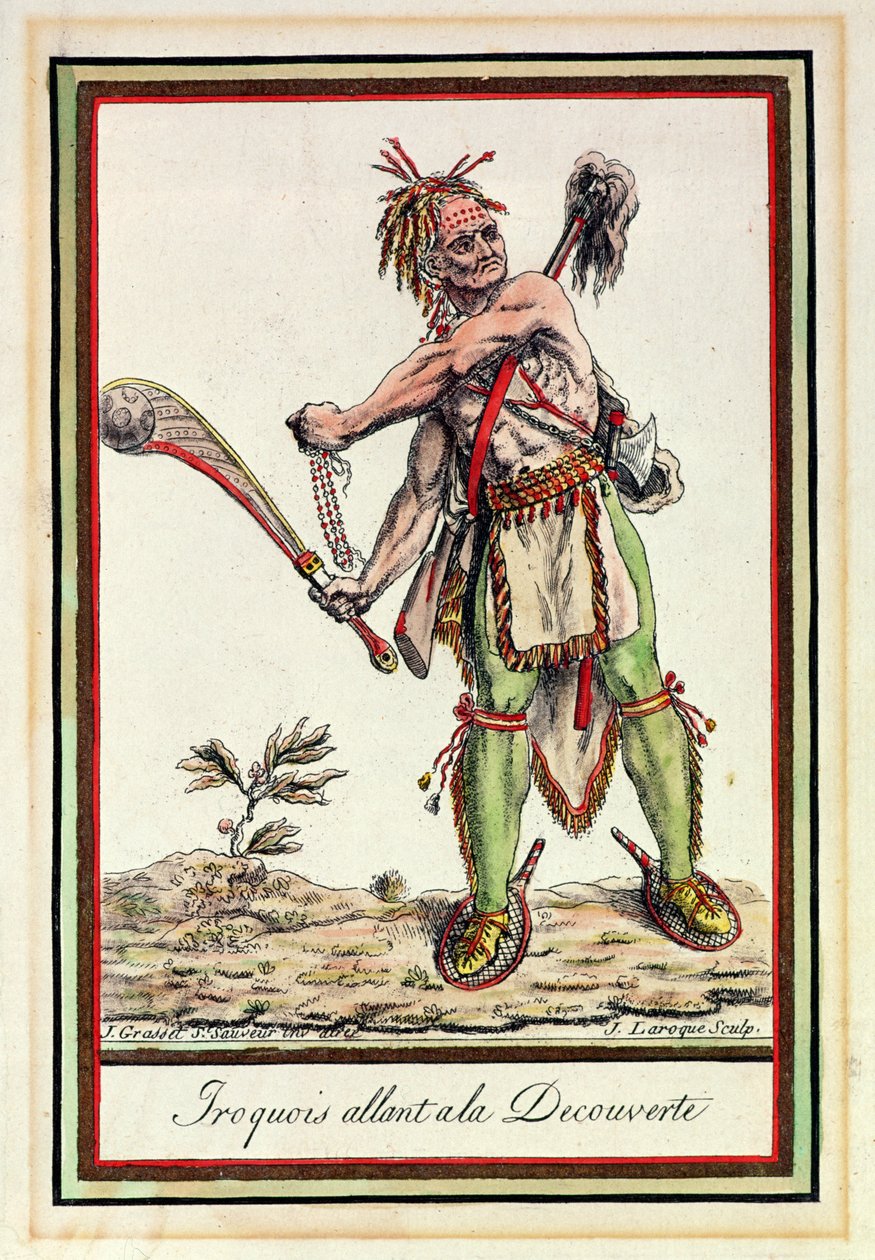 Iroquois partant en expédition, gravé par J. Laroque - Jacques Grasset de Saint Sauveur