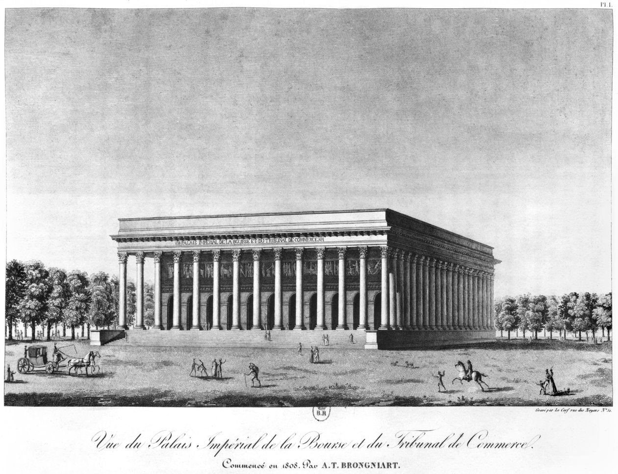 Vue du Palais Impérial de la Bourse et du Tribunal de Commerce, Paris, début du 19ème siècle - Jacques Louis Constant Le Cerf