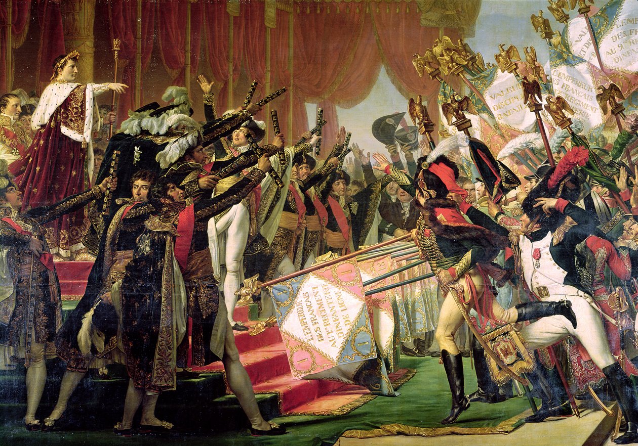 La Distribution des Aigles, 5 décembre 1804, (détail) des porte-étendards, 1808-10 - Jacques Louis David