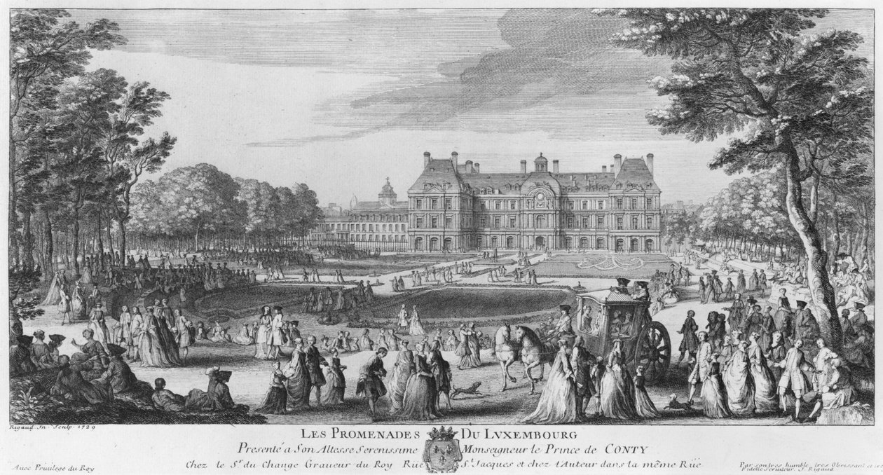 Promenade dans les jardins du Luxembourg, 1729 - Jacques Rigaud