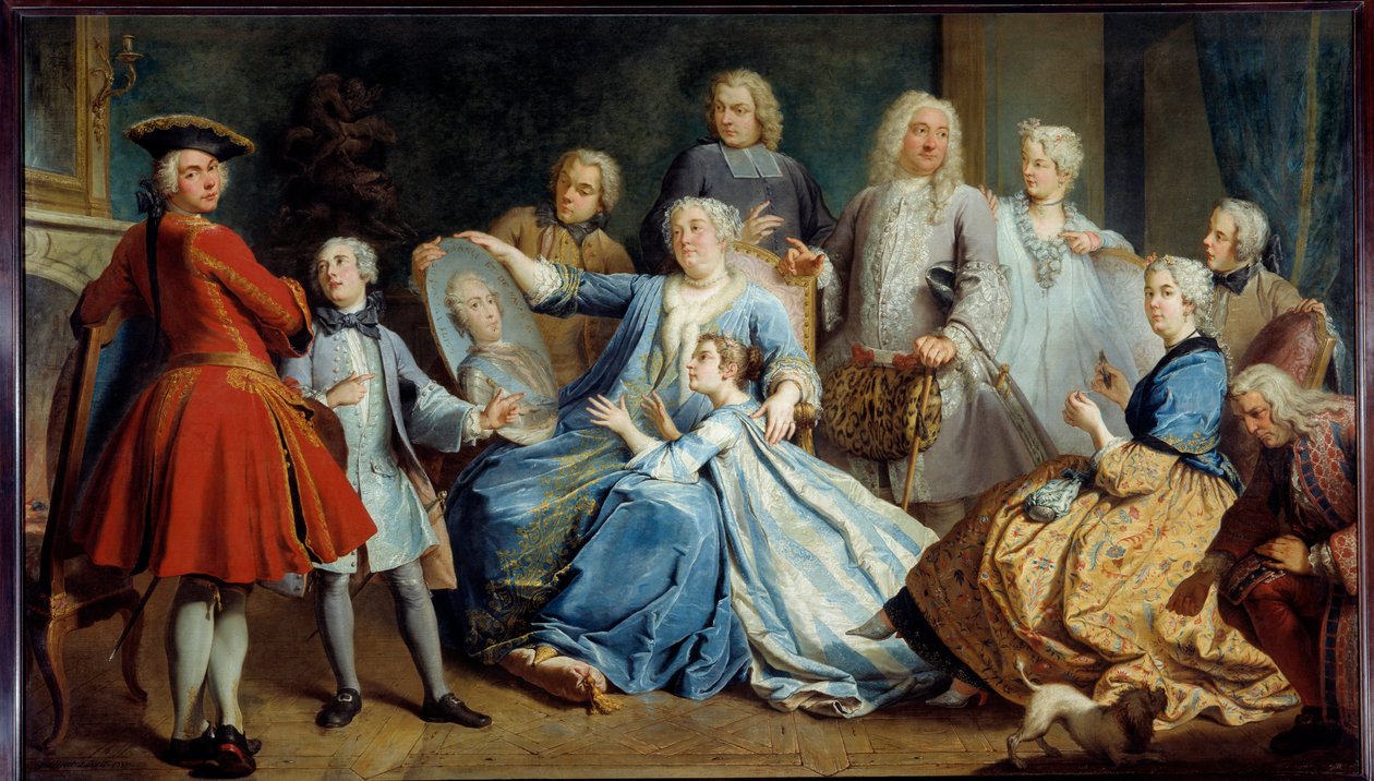 Portrait de Madame Mercier, nourrice de Louis XV, entourée de sa famille - Jacques  Dumont